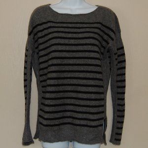 Vince Cashmere Striped Sweater Gray Medium